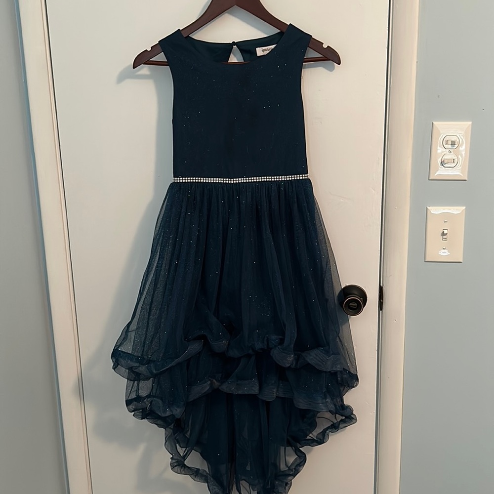 Girls Size 12 Speechless Teal Sparkly Tiered High Low Dress